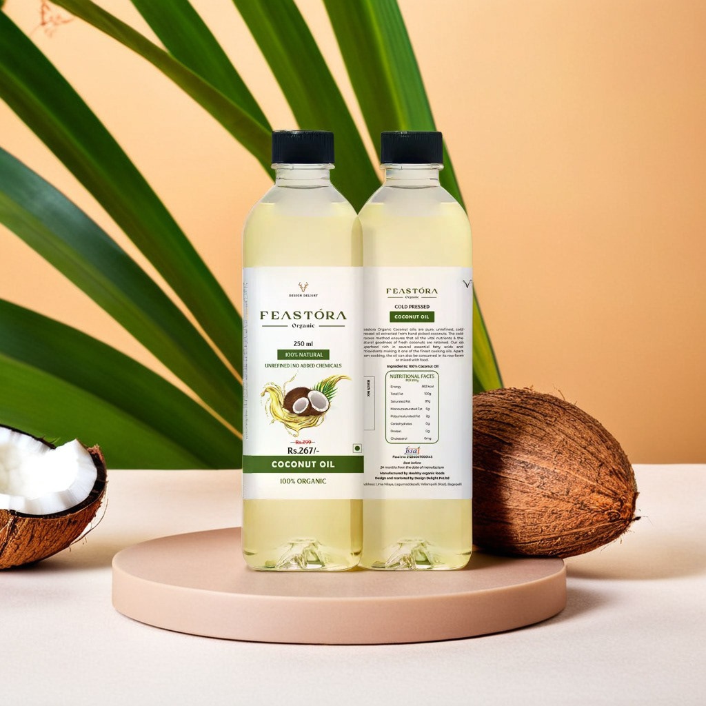 Feastora coconut oil cold-pressed splash shot